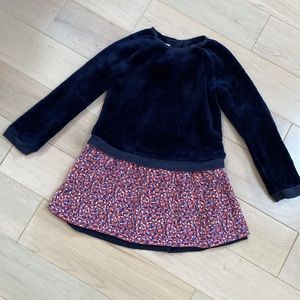 Jean Bourget fence designer girls soft fleece cozy navy floral bottom dress 4
